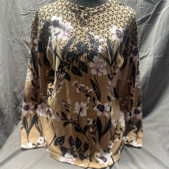 Isaac Mizrahi Live long Tan & Black Cardigan size S - Picture 1 of 7